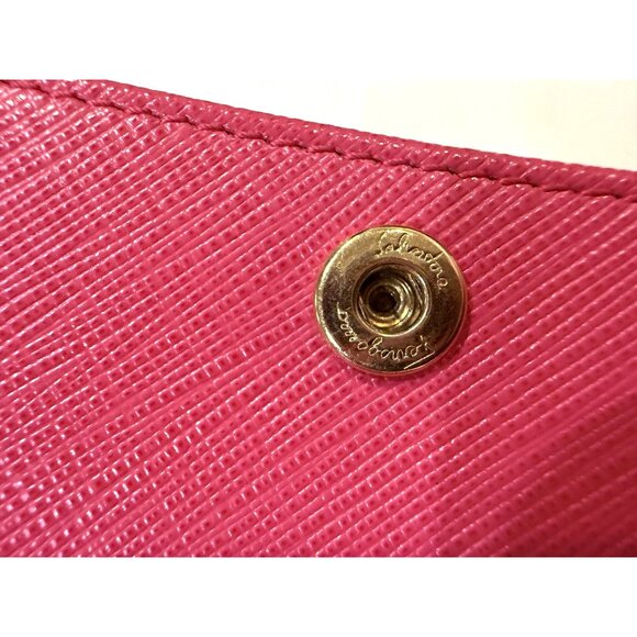 Salvatore Ferragamo Pink Leather Chain Strap Clutch With Gold Bow Detail - Picture 8 of 9